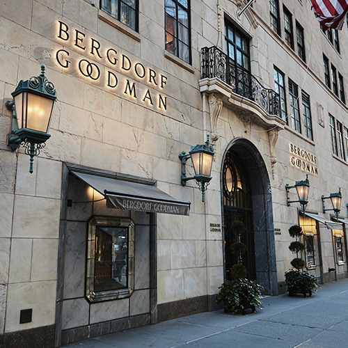 Sidewalk view of a Bergdorf Goodman location in NYC