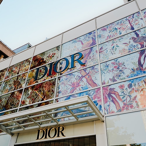 Sidewalk view of a Dior storefront in New York City