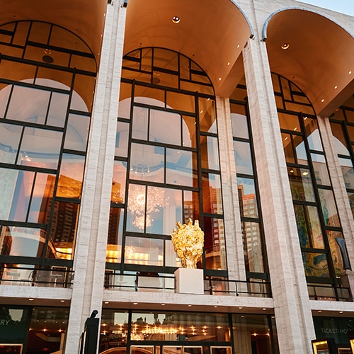 The exterior facade of the Lincoln Center for the Performing Arts