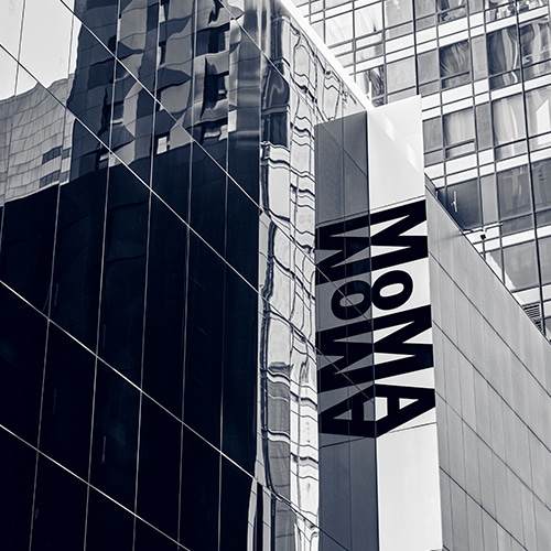 Sidewalk view of the Museum of Modern Art in New York City